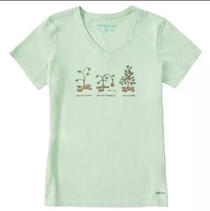 Life is Good. Women's Quirky Life isn't Easy SS Crusher Vee, Sage Green-Small